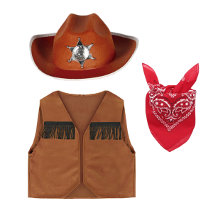 ZESTAW KOWBOJ BRĄZOWY 134-140 3el