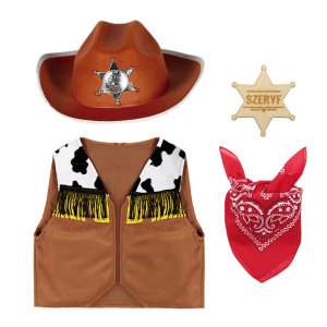 ZESTAW KOWBOJ BRĄZOWY 134-140 4el
