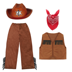 ZESTAW KOWBOJ BRĄZOWY 134-140 4el