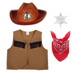 ZESTAW KOWBOJ BRĄZOWY 116-128 4el