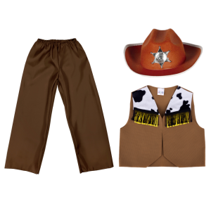 ZESTAW KOWBOJ BRĄZOWY 116-128 3el