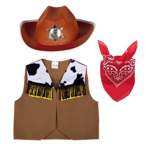 ZESTAW KOWBOJ BRĄZOWY 134-140 3el