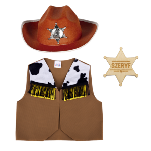 ZESTAW KOWBOJ BRĄZOWY 116-128 3el