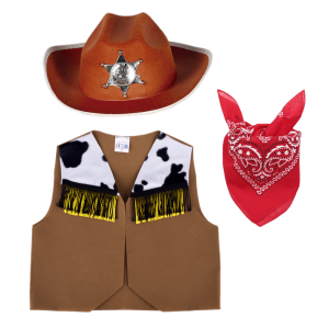 ZESTAW KOWBOJ BRĄZOWY 116-128 3el