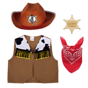 ZESTAW KOWBOJ BRĄZOWY 116-128 4el