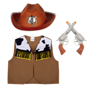 ZESTAW KOWBOJ BRĄZOWY 134-140 4el