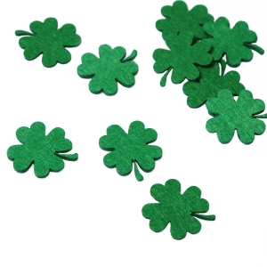 KONFETTI KONICZYNKI CZTEROLISTNE FILCOWE ZIELONE 10szt