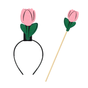 ZESTAW KWIATEK TULIPAN RÓŻOWO-ZIELONY 2el