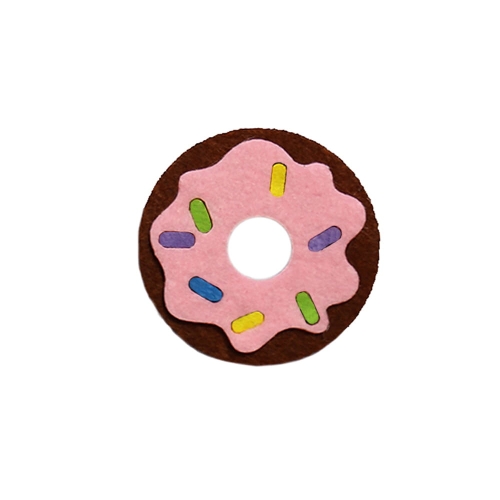 EMBLEMAT DONUT FILCOWY BRĄZOWO-RÓŻOWY 6cm