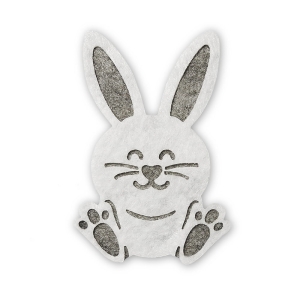 EMBLEMAT KRÓLICZEK FILCOWY BIAŁO-SZARY 7,5cm