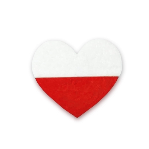 EMBLEMAT SERCE FLAGA POLSKI FILCOWY BIAŁO-CZERWONY 6cm