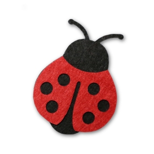 EMBLEMAT BIEDRONKA FILCOWY CZARNO-CZERWONY 6,5cm