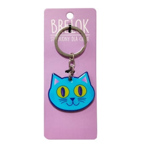 BRELOK GŁOWA KOTKA NIEBIESKI