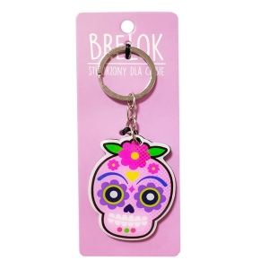 BRELOK CZASZKA KWIATY RÓŻOWA