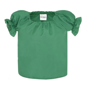 BLUZKA DZIEWCZYNKA PONGEE CIEMNOZIELONA 98-110