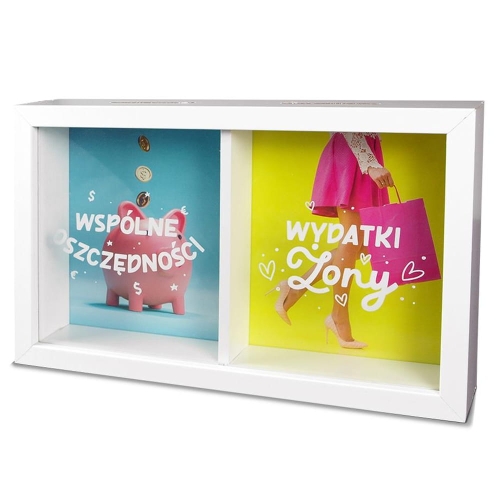 SKARBONKA WSPÓLNE OSZCZĘDNOŚCI WYDATKI ŻONY BIAŁA 24x15cm