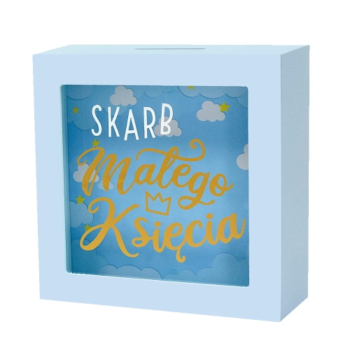 SKARBONKA KWADRATOWA MAŁEGO KSIĘCIA BŁĘKITNA 16x16cm
