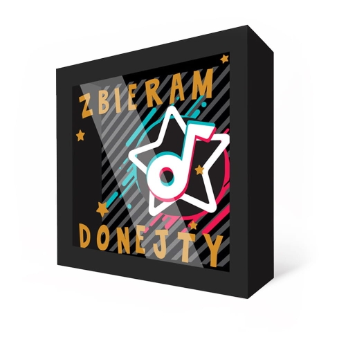 SKARBONKA KWADRATOWA ZBIERAM NA DONEJTY CZARNA 16x16cm
