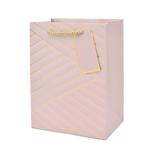 TOREBKA PREZENTOWA PASKI TŁOCZONA JASNORÓŻOWA 23x18cm
