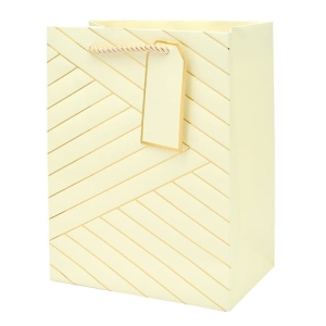 TOREBKA PREZENTOWA PASKI TŁOCZONA KREMOWA 32x26cm