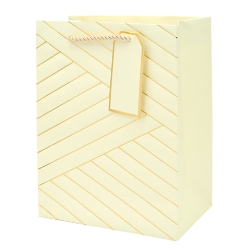 TOREBKA PREZENTOWA PASKI TŁOCZONA KREMOWA 32x26cm