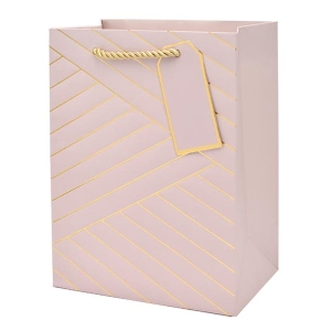TOREBKA PREZENTOWA PASKI TŁOCZONA JASNORÓŻOWA 42x30cm