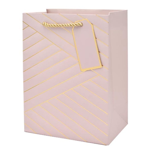 TOREBKA PREZENTOWA PASKI TŁOCZONA JASNORÓŻOWA 42x30cm