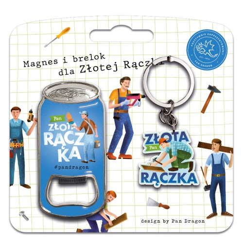 MAGNES + BRELOK PAN ZŁOTA RĄCZKA 2szt
