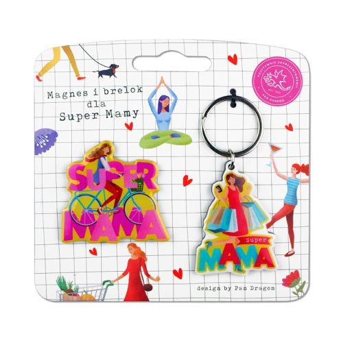 MAGNES + BRELOK SUPER MAMA 2szt
