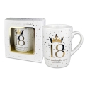 KUBEK 18 URODZINY KORONA GWIAZDKI BIAŁY 330ml