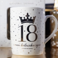 KUBEK 18 URODZINY KORONA GWIAZDKI BIAŁY 330ml