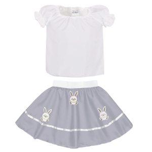 ZESTAW ZAJĄCZEK BIAŁO-SZARY 116-128 2el