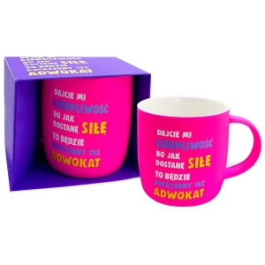 KUBEK DAJCIE MI CIERPLIWOŚĆ NEONOWY RÓŻOWY 360ml