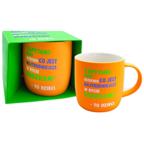 KUBEK BYCIE RODZICEM NEONOWY POMARAŃCZOWY 360ml
