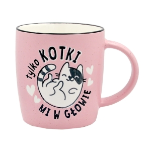 KUBEK TYLKO KOTKI MI W GŁOWIE RÓŻOWY 350ml