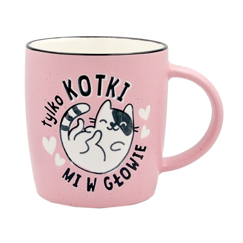 KUBEK TYLKO KOTKI MI W GŁOWIE RÓŻOWY 350ml