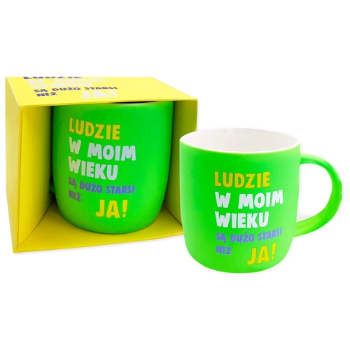 KUBEK LUDZIE W MOIM WIEKU NEONOWY ZIELONY 360ml