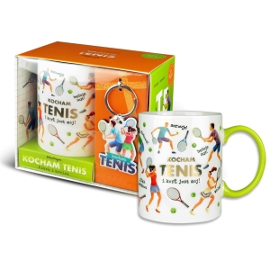 KUBEK Z BRELOKIEM KOCHAM TENIS I KORT JEST MÓJ BIAŁY 330ml