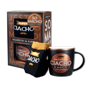 ZESTAW KUBEK + SKARPETY NAJLEPSZE CIACHO CZARNO-BRĄZOWY