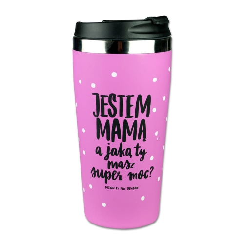 KUBEK TERMICZNY JESTEM MAMĄ RÓŻOWY 400ml