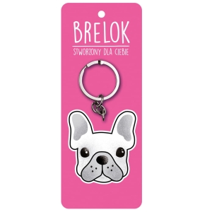 BRELOK PIESEK BULDOG FRANCUSKI BIAŁO-SZARY