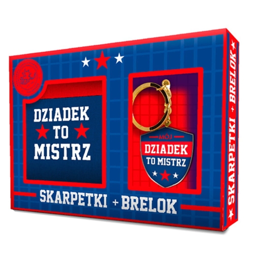 SKARPETKI + BRELOK DZIADEK TO MISTRZ NIEBIESKIE 2szt