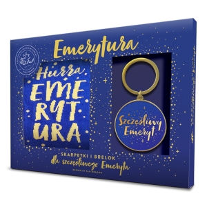 SKARPETKI + BRELOK EMERYTURA NIEBIESKIE 2szt