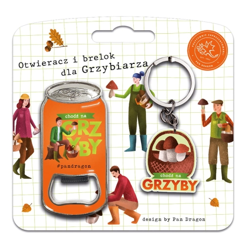 OTWIERACZ + BRELOK CHODŹ NA GRZYBY 2szt