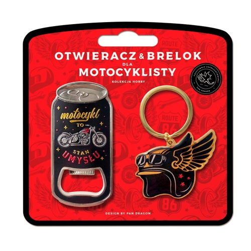 OTWIERACZ + BRELOK MOTOCYKL TO STAN UMYSŁU CZARNY 2szt