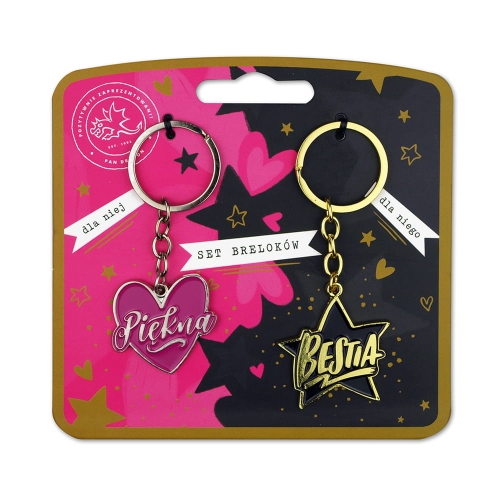 BRELOKI PIĘKNA BESTIA RÓŻOWO-CZARNE 2szt