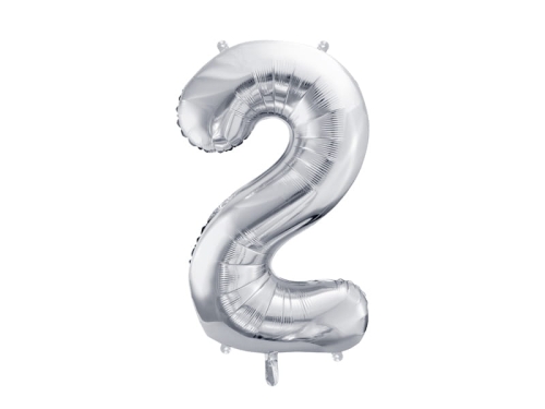 BALON PARTY DECO CYFRA 2 SREBRNY 28'' 72cm