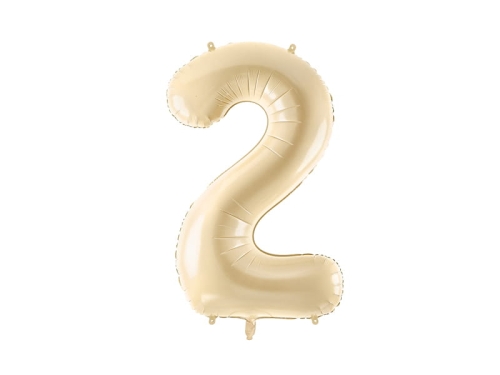 BALON PARTY DECO CYFRA 2 BEŻOWY 28'' 72cm