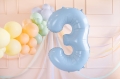 BALON PARTY DECO CYFRA 3 BŁĘKITNY 28'' 72cm