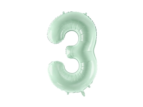 BALON PARTY DECO CYFRA 3 MIĘTOWY 28'' 72cm